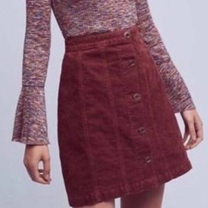 Anthropologie Burgundy Corduroy Skirt